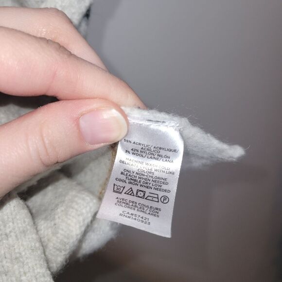 Loft Striped Wool Blend Turtleneck Sweater Poncho M/L - Picture 4 of 8